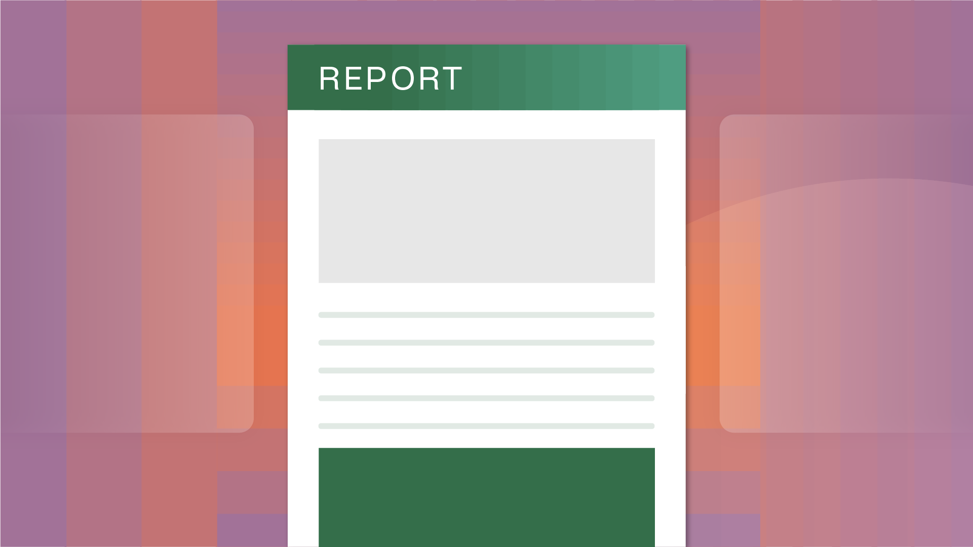 Illustration of a report atop a multi gradient mauve background