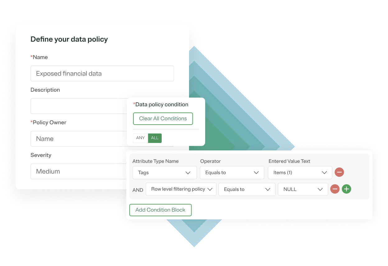 Graphic showing user defining data policy and controls